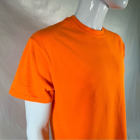 Gildan Dry Blend Men’s Safety Orange Short Sleeve Tee - Picture 2 of 6